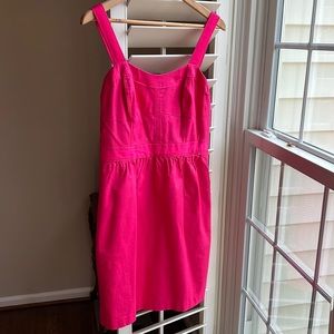 NWT LOFT Dress Hot Pink Fuchsia Barbie Ribbon Trim Knee Length 6